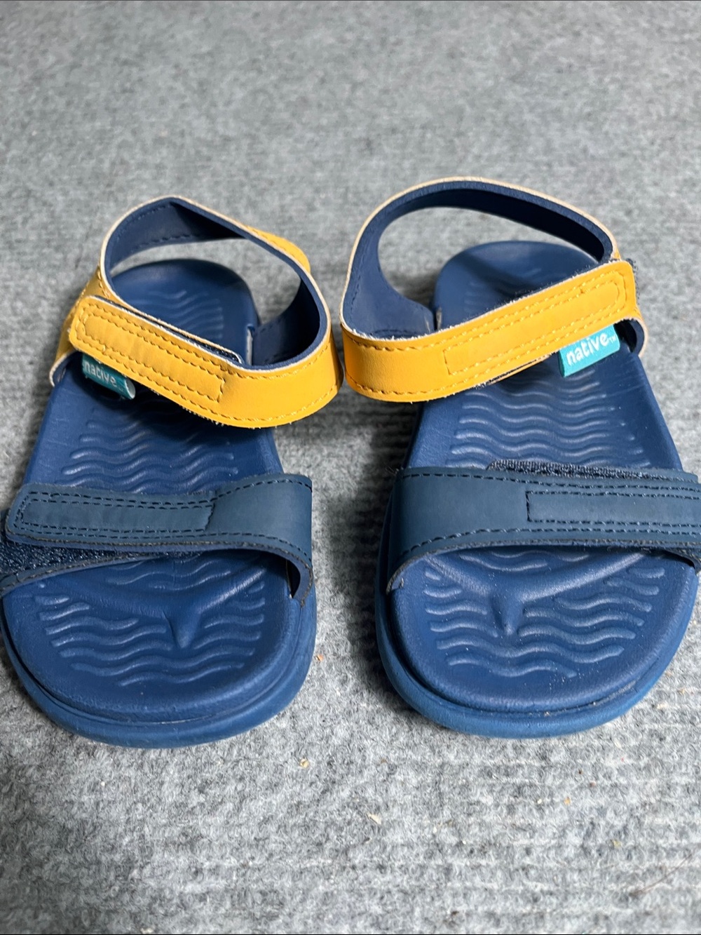 Native Kids Navy and Yellow Adjustable Sandals